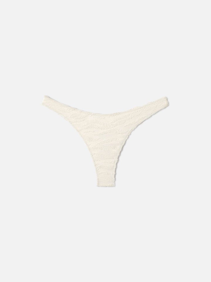 Beige embossed zebra terry Naomi cheeky swim briefs
