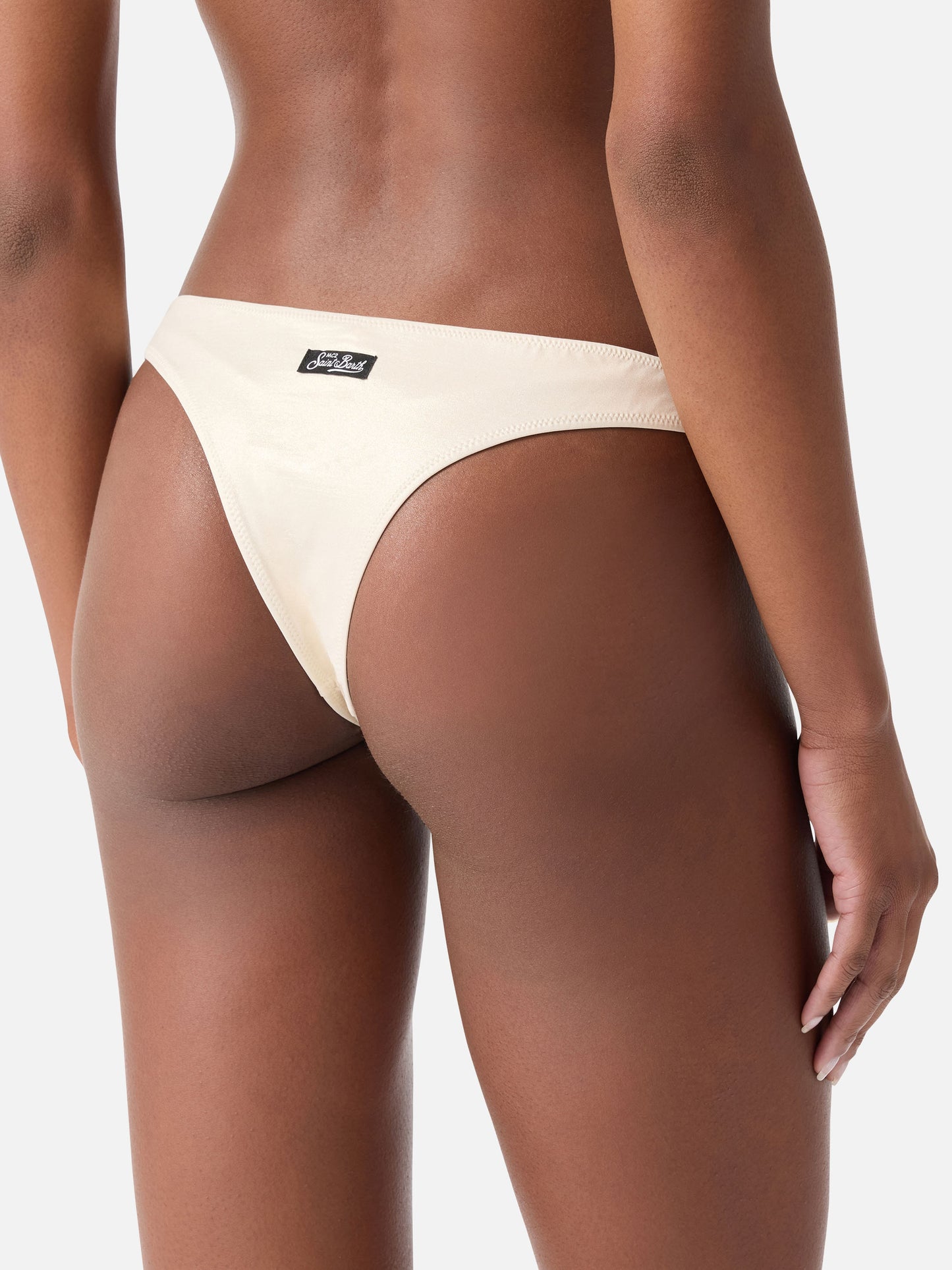 Naomi gold foil effect cheeky swim briefs
