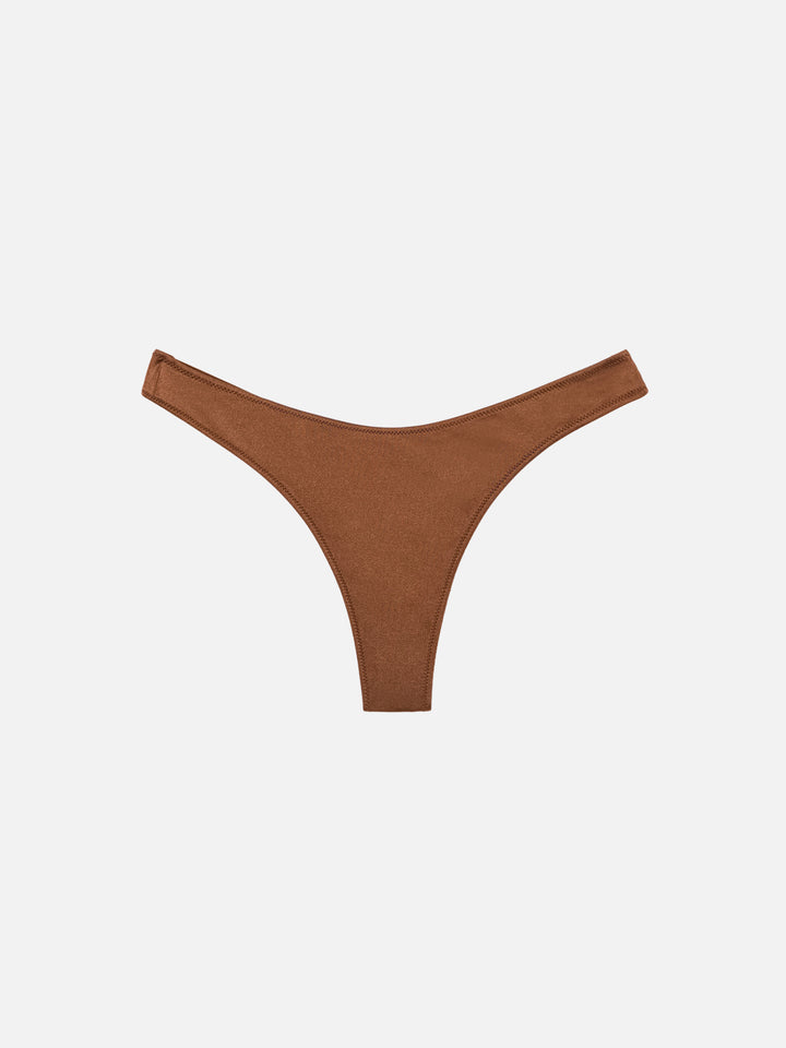 Naomi brown cheeky swim briefs with big rhinestone embellishment