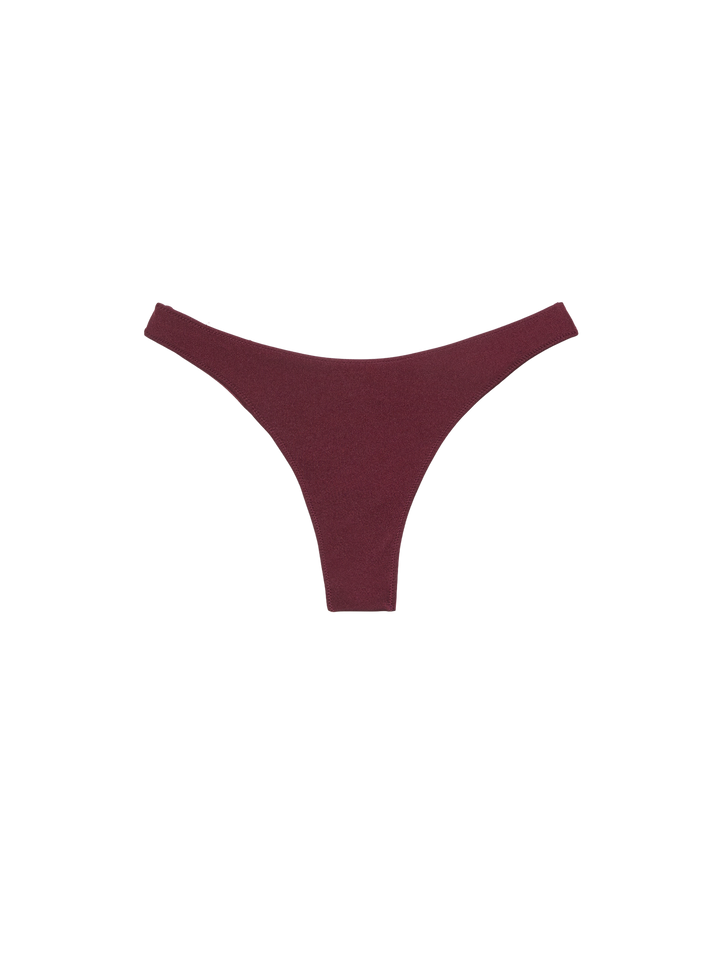 Virgo burgundy classic swim briefs with rhinestone embellishment - Annabelle riangle top swimsuit with rhinestones - MC2 Saint Barth