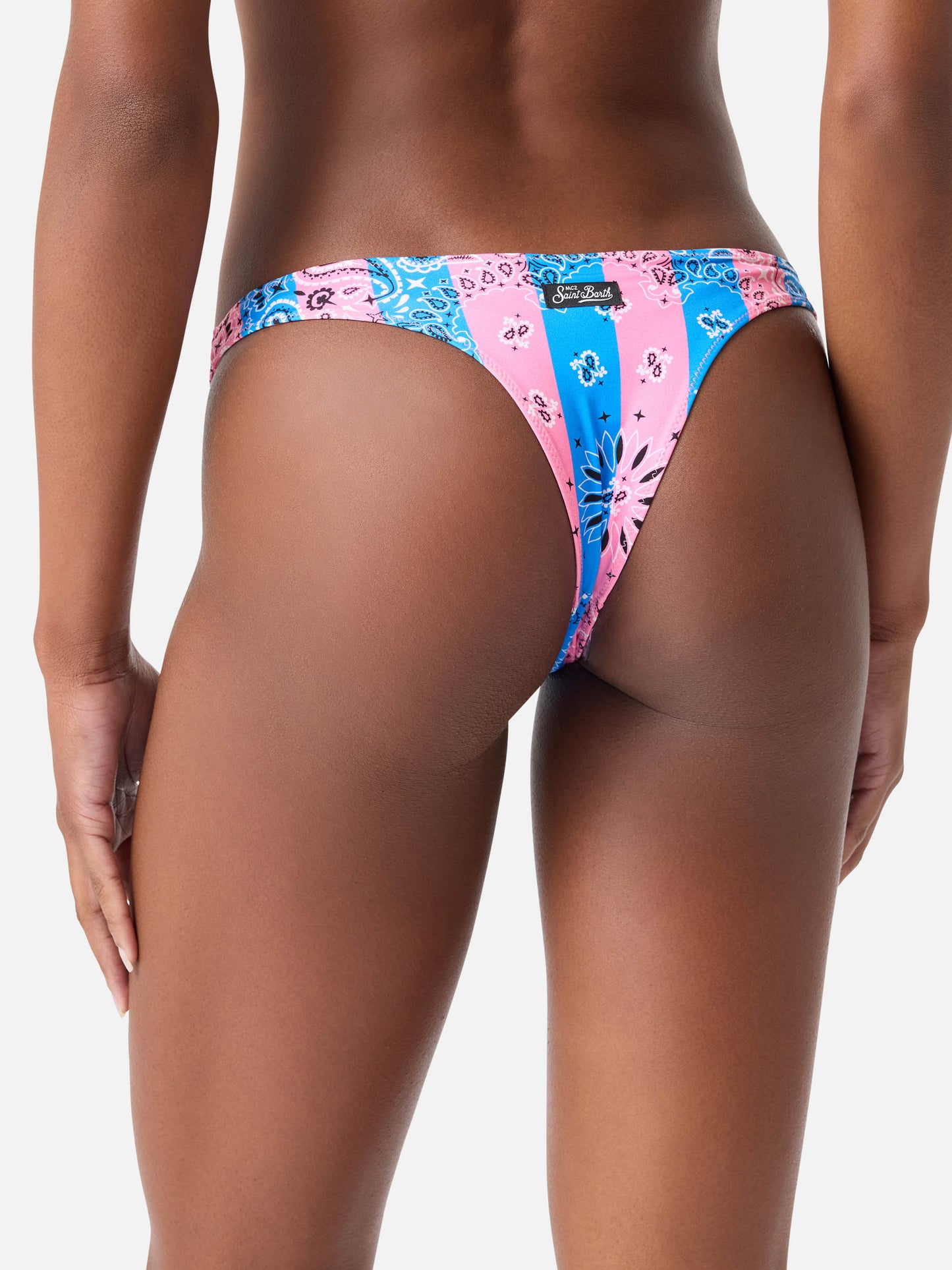 Judy Naomi gestreifter Bandana-Bralette-Bikini in Dusty Blue und Pink 