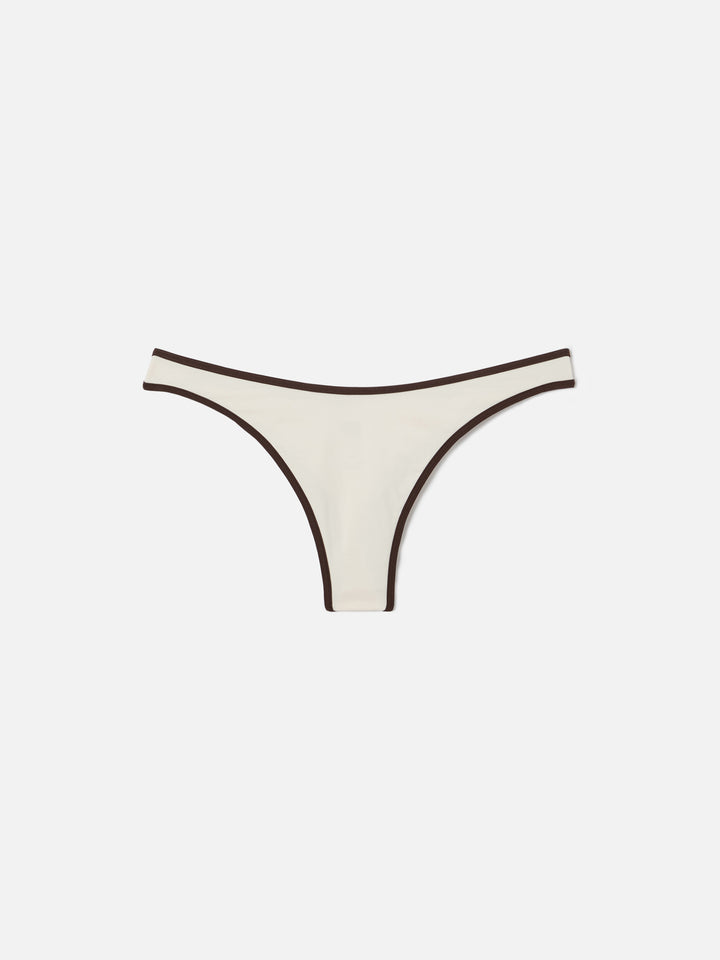 Naomi String brazilian bikini bottoms in cream with contrasting trims