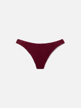 Naomi brazilian bikini bottoms in burgundy crinkle fabric