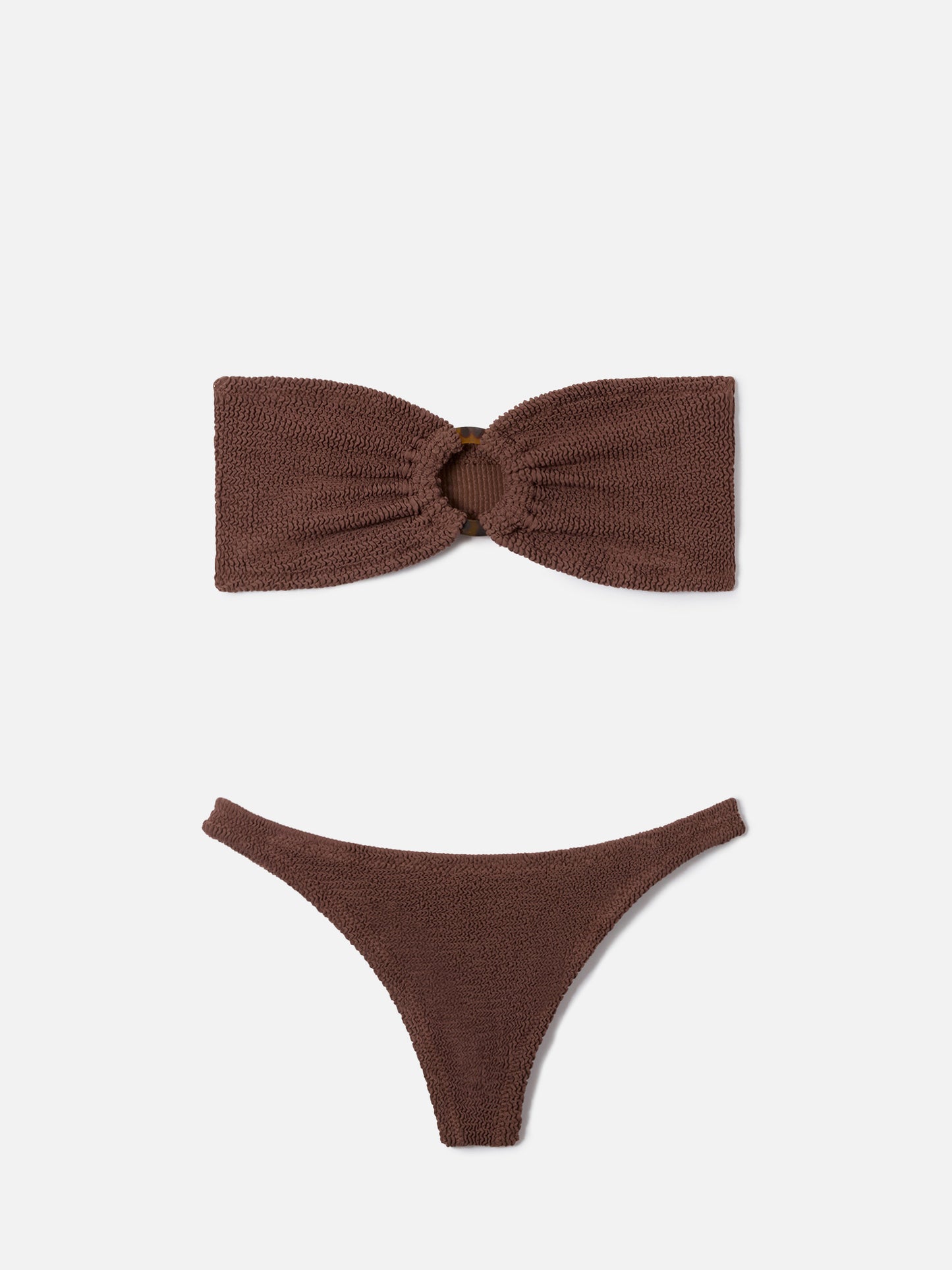 Bikini bandeau froissé marron Yulia Naomi 