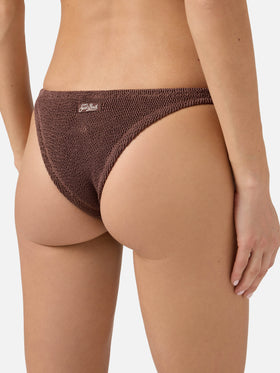 Bikini bandeau froissé marron Yulia Naomi 
