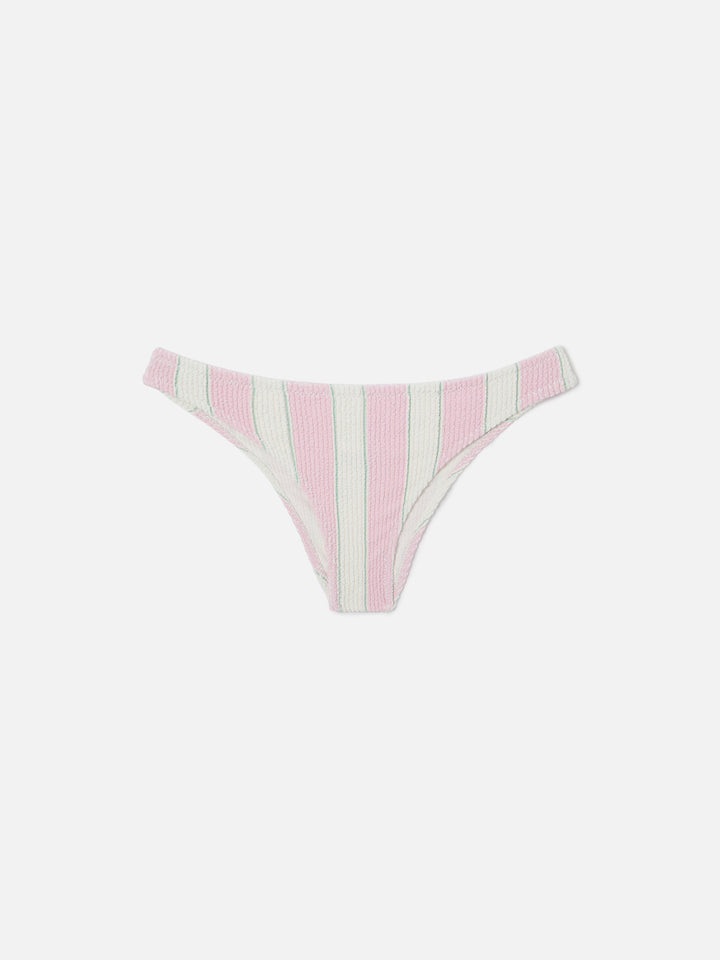 Haut de bikini brassière Naima en tissu gaufré rayé rose 