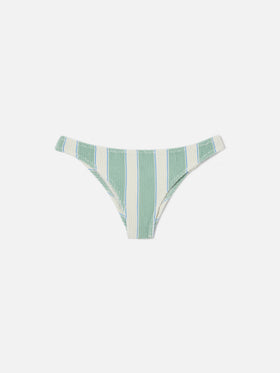 Braguita de bikini Classic Elise en tejido crinkle de rayas verdes y blancas 