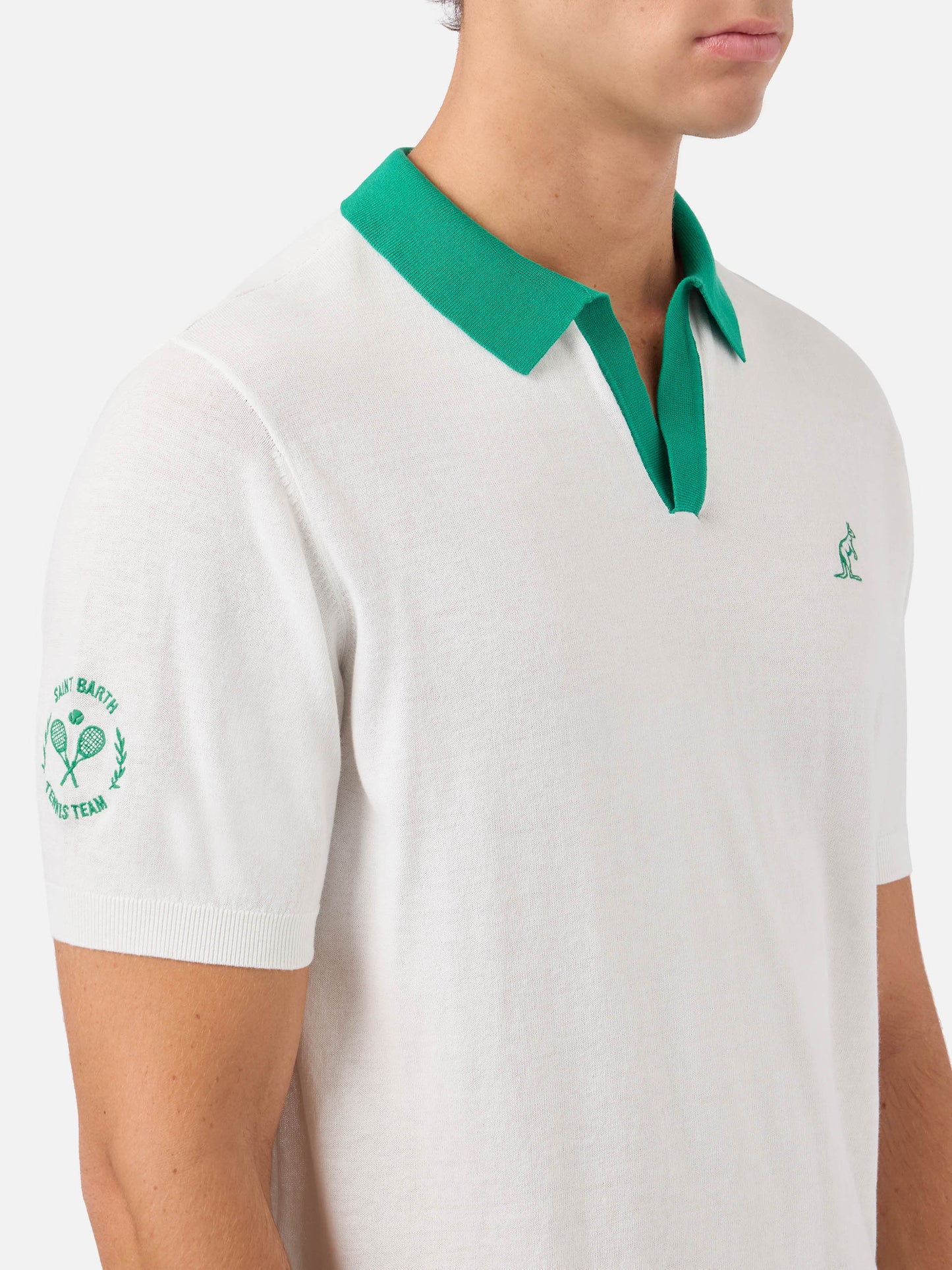 Newcombe gestricktes Poloshirt aus off-whitefarbener Baumwolle | Special Edition 