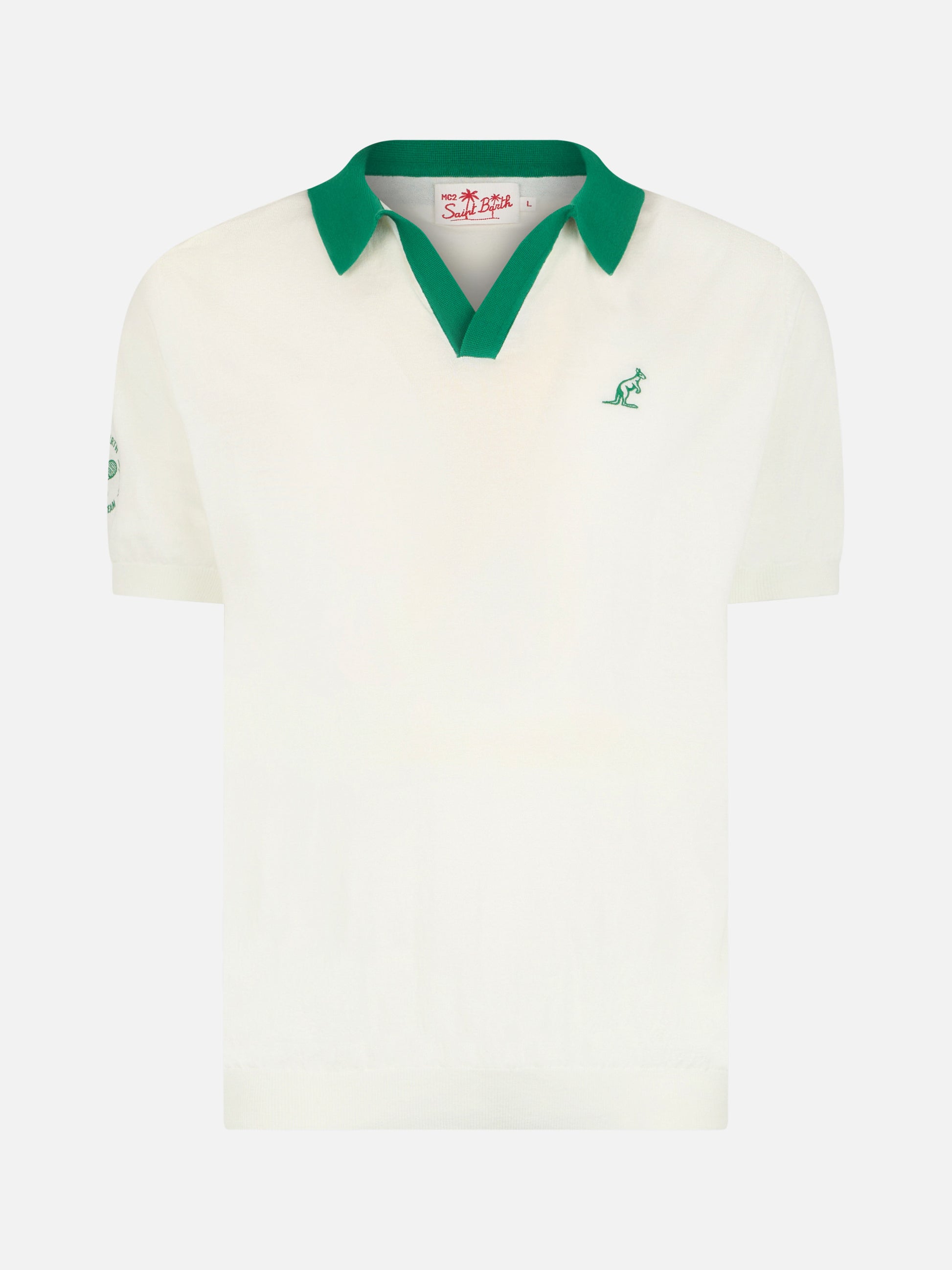 Man off-cream knitted polo shirt Newcomb | AUSTRALIAN BRAND SPECIAL EDITION - MC2 Saint Barth