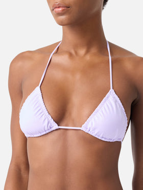 Bikini Nilly Nalu triangolo con rouches lilla