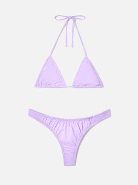 Bikini Nilly Nalu triangolo con rouches lilla