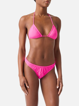 Nilly Nalu fluo pink ruffled triangle bikini