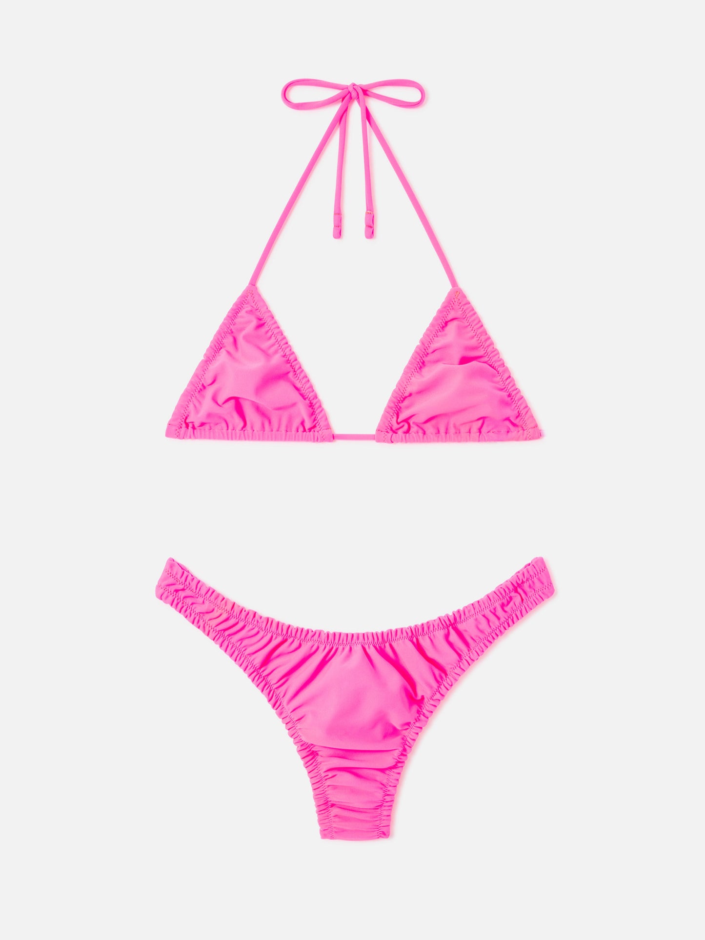 Nilly Nalu fluo pink ruffled triangle bikini
