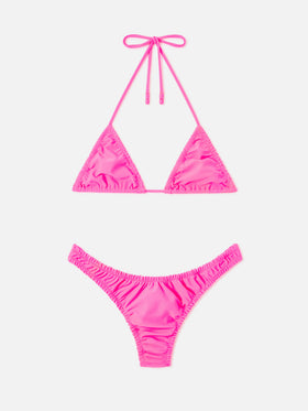 Nilly Nalu fluo pink ruffled triangle bikini