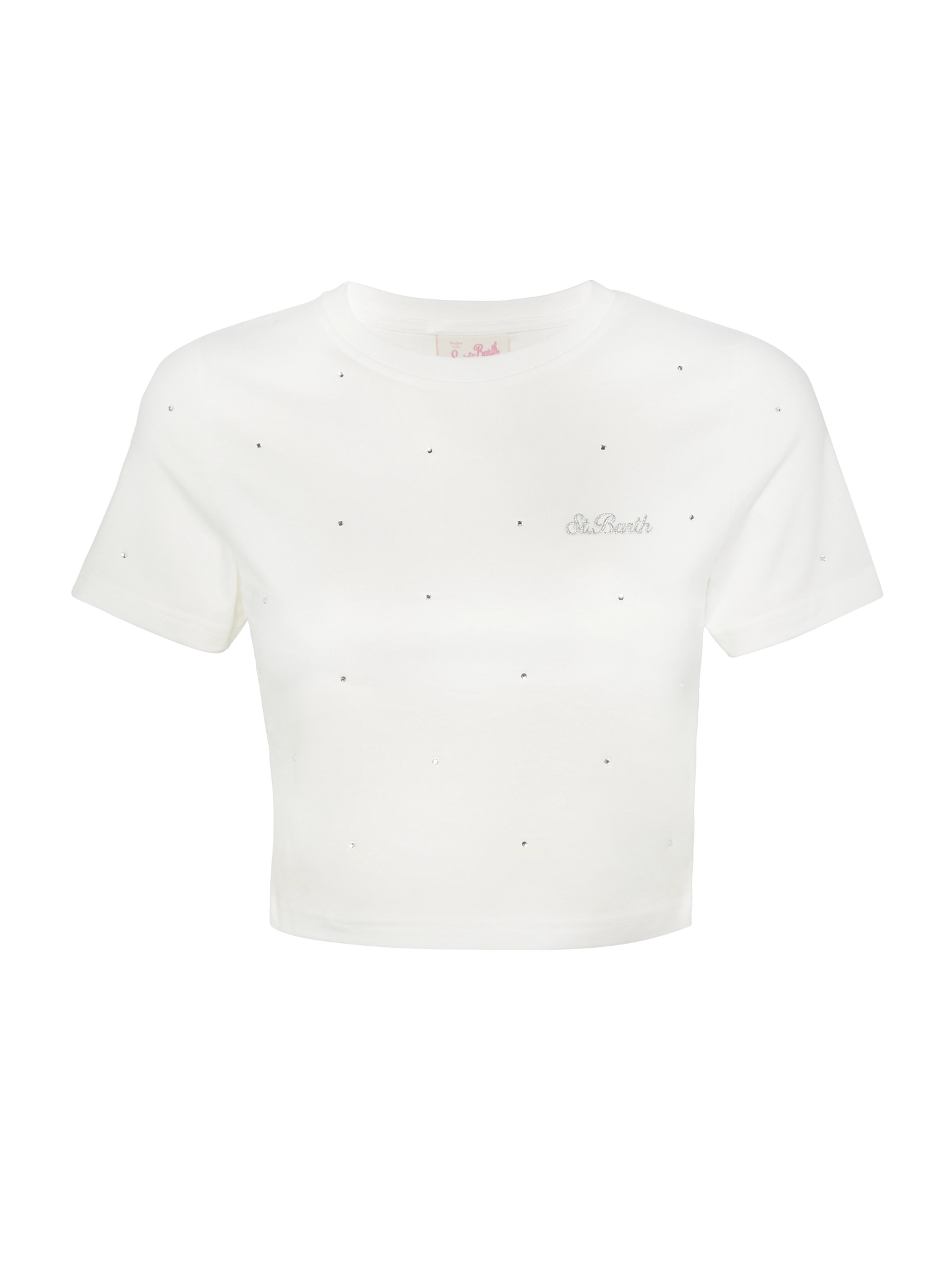 T-shirt Nives en coton blanc avec strass all-over 