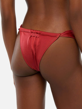 Bikini brassière à armatures Salina Noelle avec bas de maillot cheeky en rouge brique irisé 