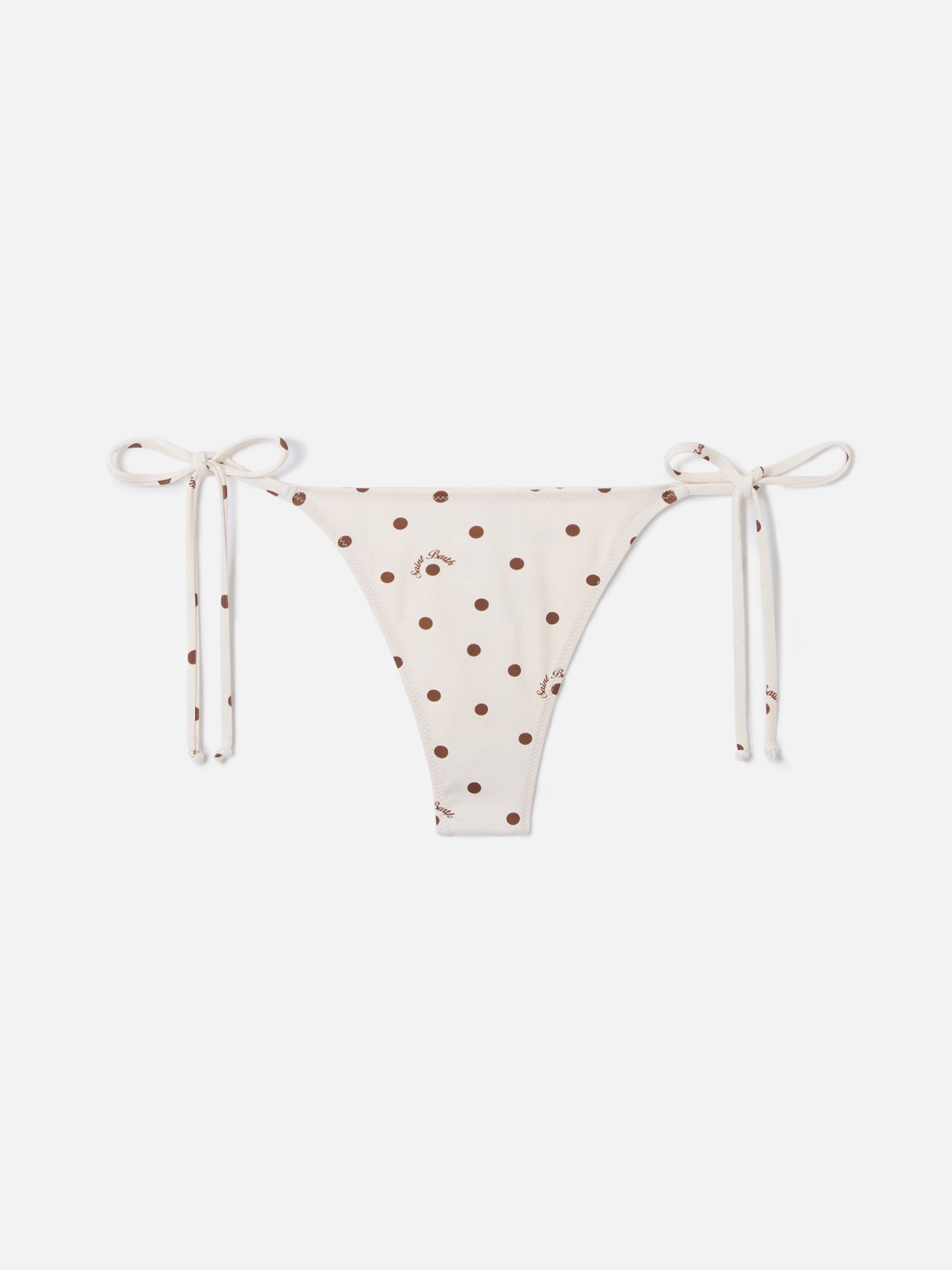Bas de bikini tanga Norah beige à imprimé à pois 