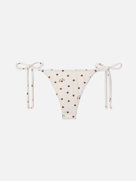 Bas de bikini tanga Norah beige à imprimé à pois 