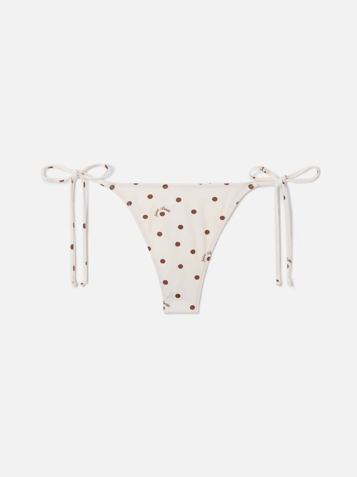 Slip mare Norah perizoma beige con stampa pois