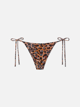 Woman cheeky swim briefs with leo bandanna print