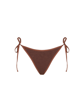 Woman crinkle cheeky swim briefs