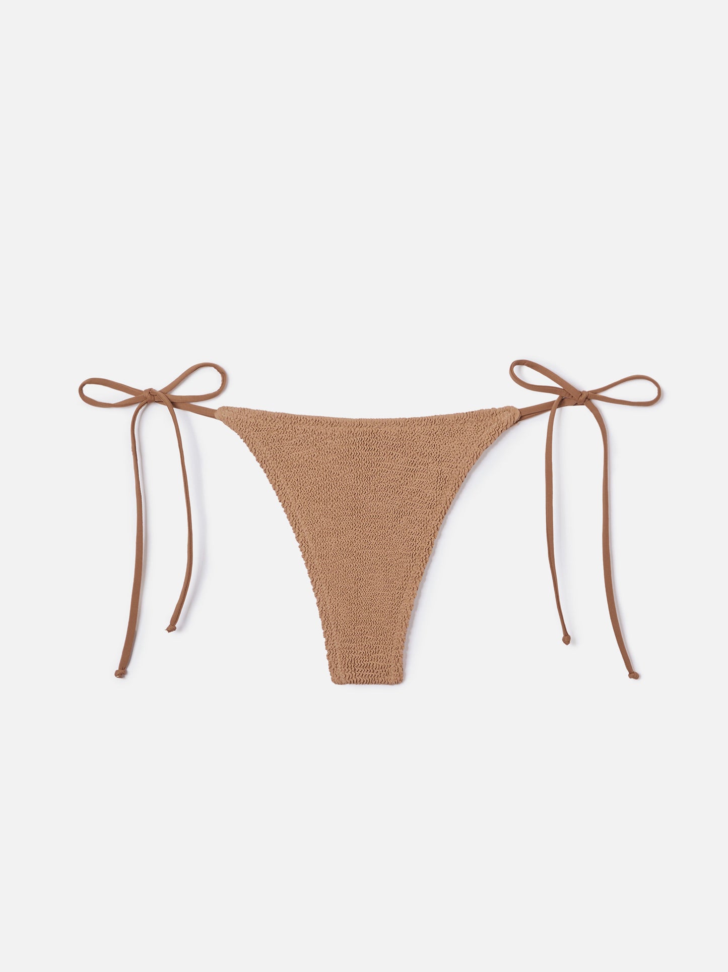 Norah thong bikini bottoms in light brown crinkle fabric