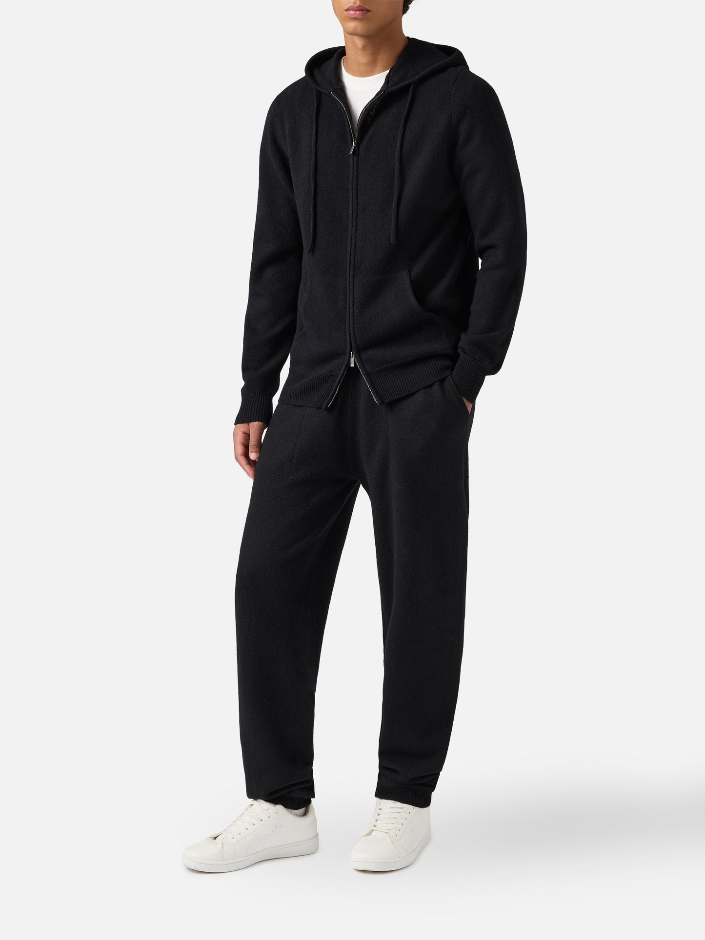 Felpa in lambswool Notting nero con cappuccio