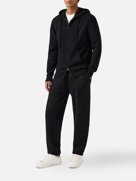 Felpa in lambswool Notting nero con cappuccio