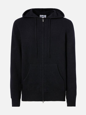 Felpa in lambswool Notting nero con cappuccio