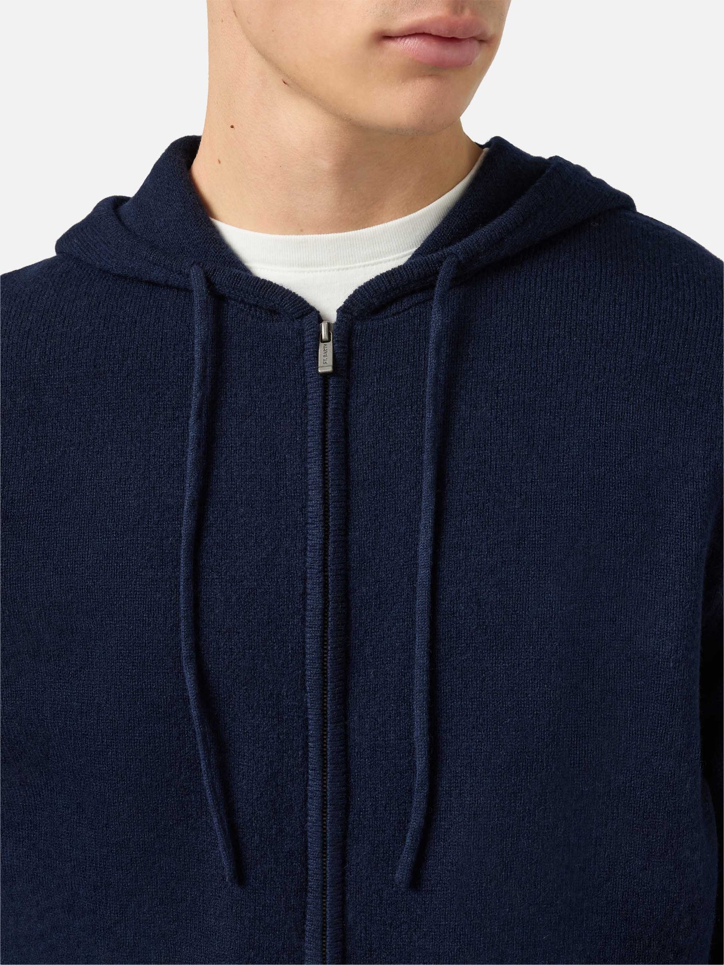 Notting hoodie in 100% lambswool blue navy