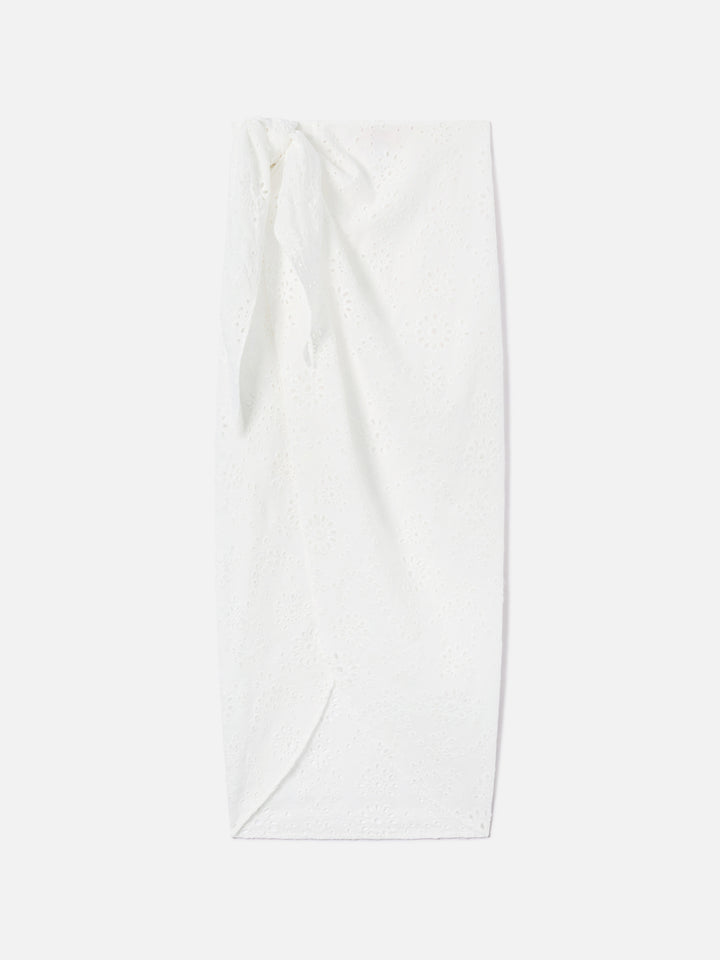 Febby long pareo in white sangallo