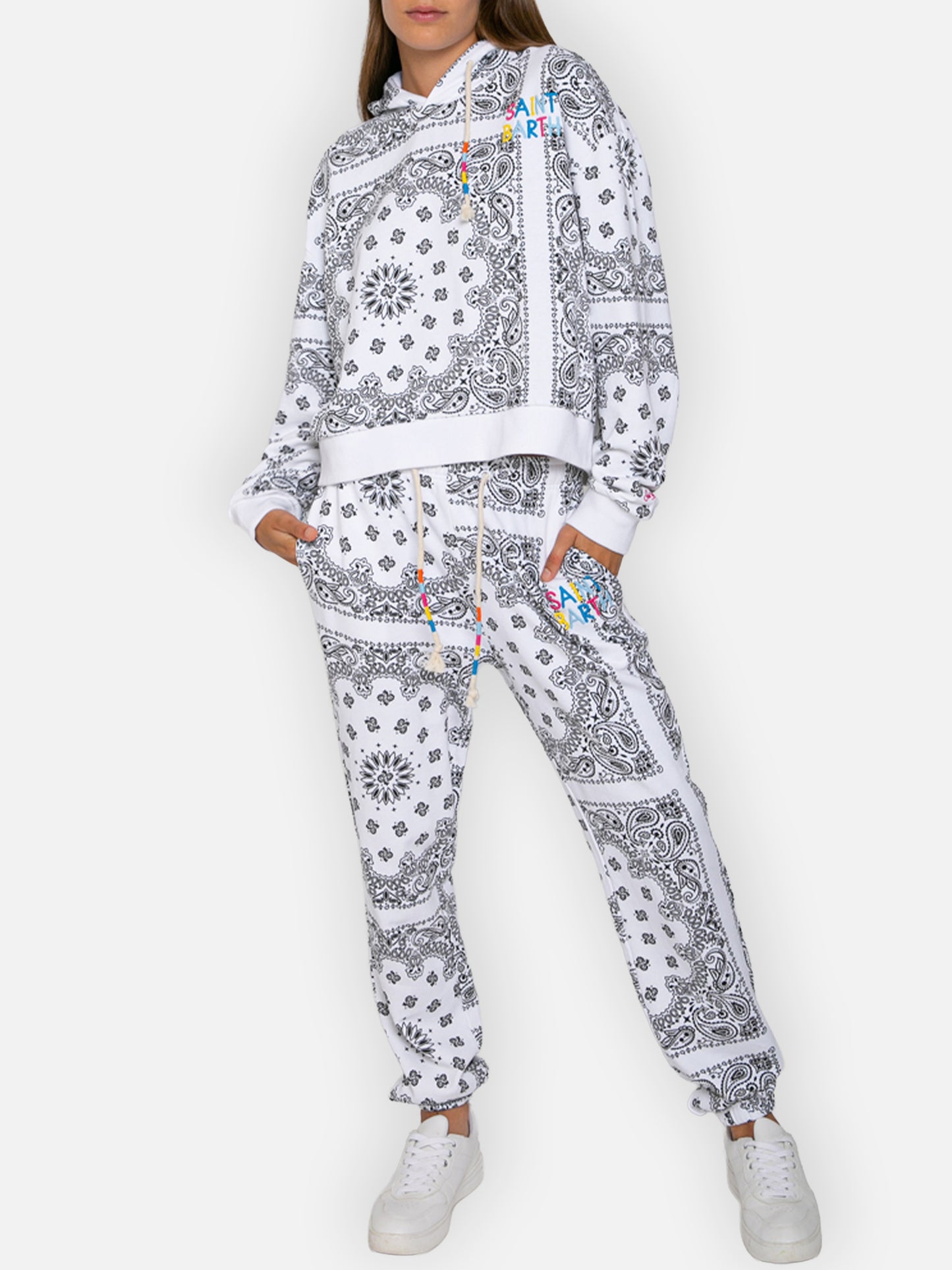 Joggers in cotone con stampa bandana