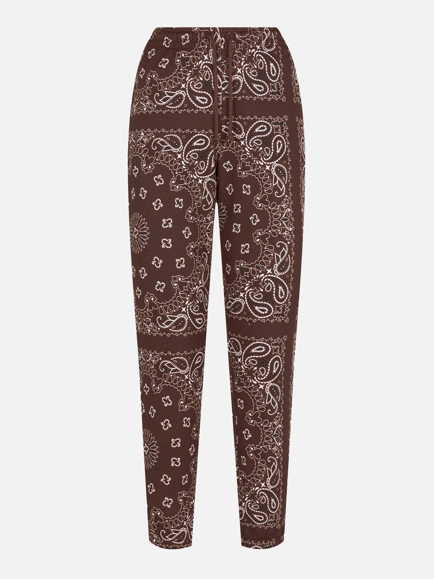 Damen-Fleecehose mit braunem Bandana-Print