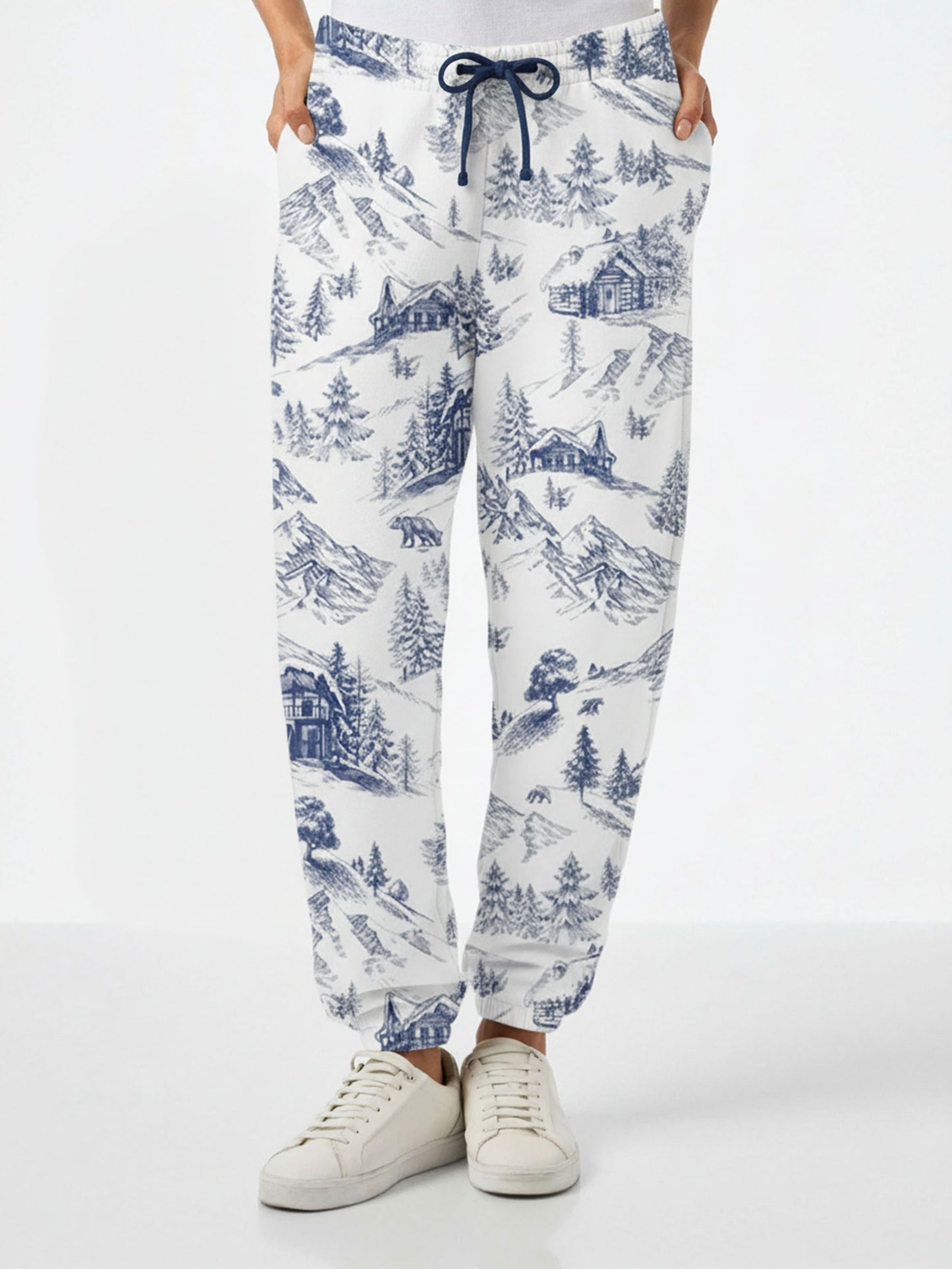 Odalys-Hose aus Baumwollfleece mit Toile-de-Jouy-Print