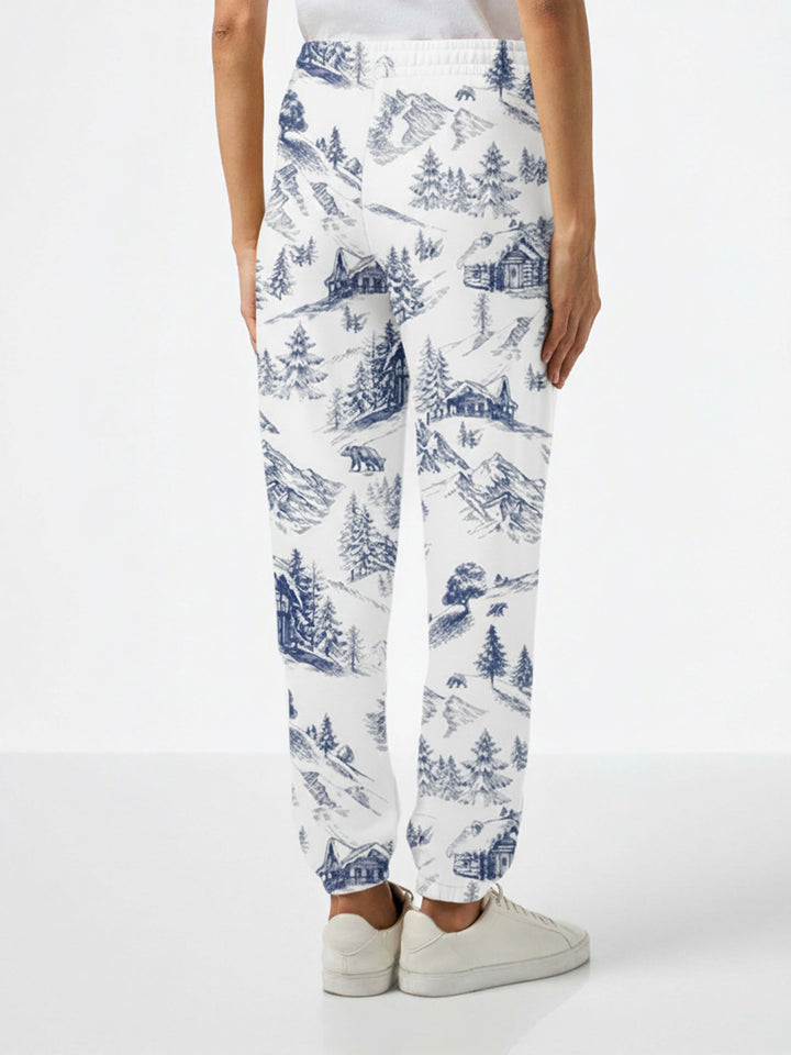 Odalys-Hose aus Baumwollfleece mit Toile-de-Jouy-Print