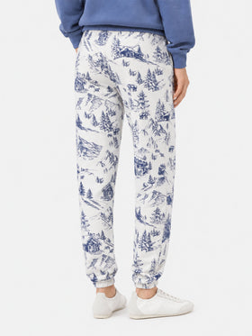 Baumwoll-Fleecehose Odalys mit Toile-de-Jouy-Print 