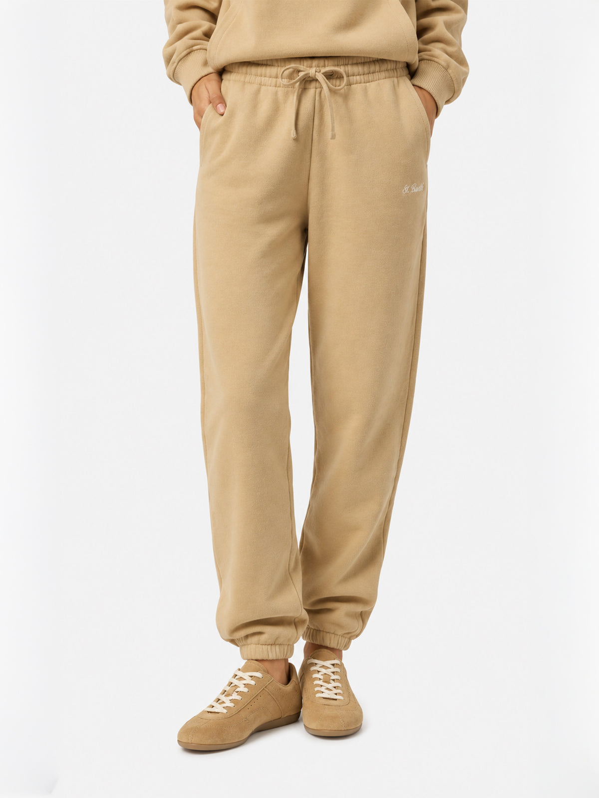 Odalys Jogginghose aus beigem Baumwollfleece 