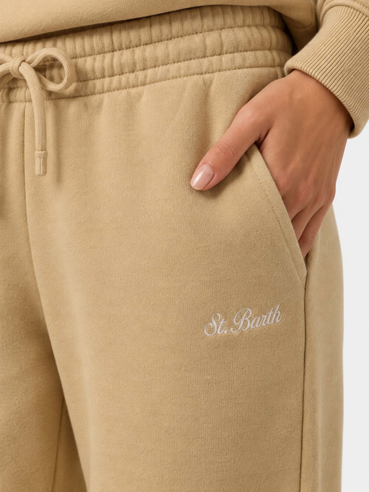 Odalys Jogginghose aus beigem Baumwollfleece 