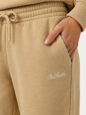 Odalys Jogginghose aus beigem Baumwollfleece 