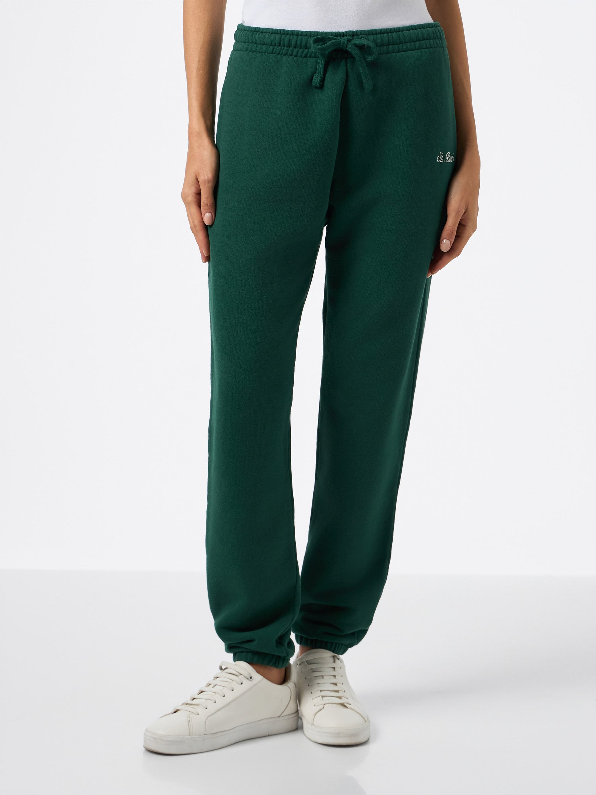 Woman British green cotton fleece jogger pants Odalys - MC2 Saint Barth