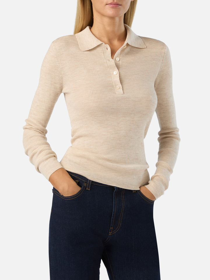 Pull en laine mérinos Grain Odell avec col polo 