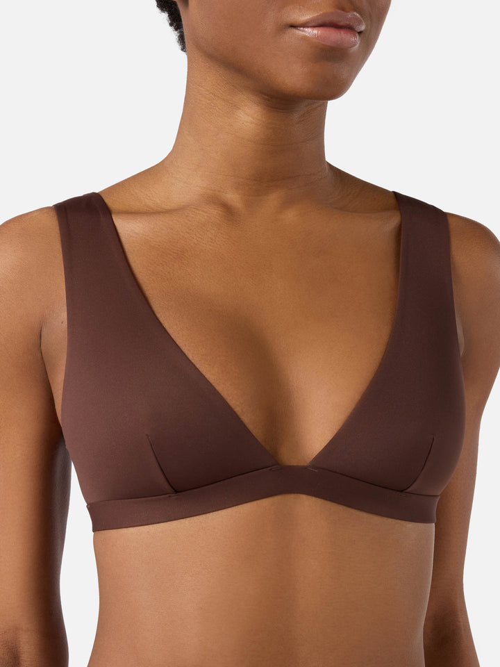 Top bikini Ofelia triangolo a spalla larga marrone