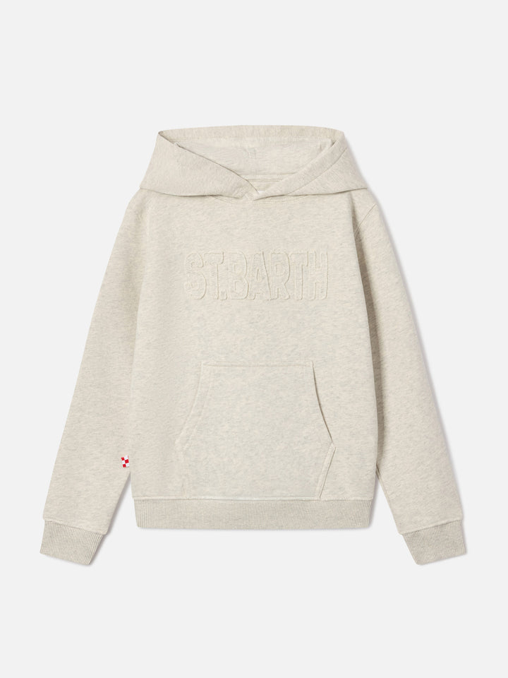 Cream Oliver cotton blend hoodie with St. Barth patch