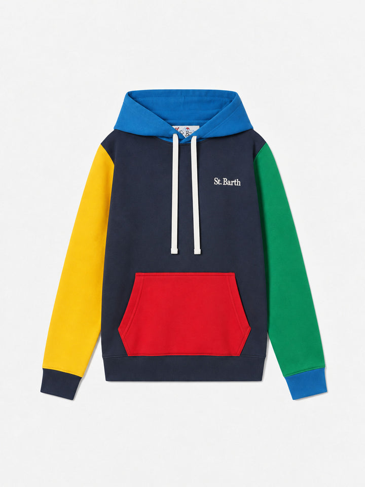 Sweat à capuche en coton Oliver avec blocs de couleur 