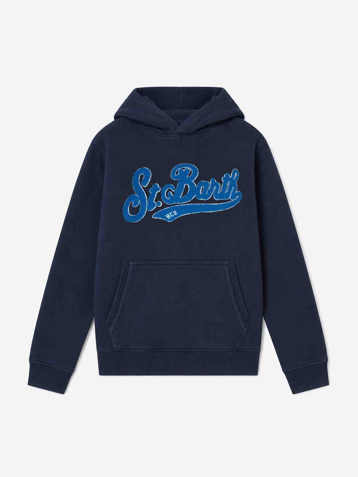 Navy blue Oliver hooded sweatshirt with terry logo