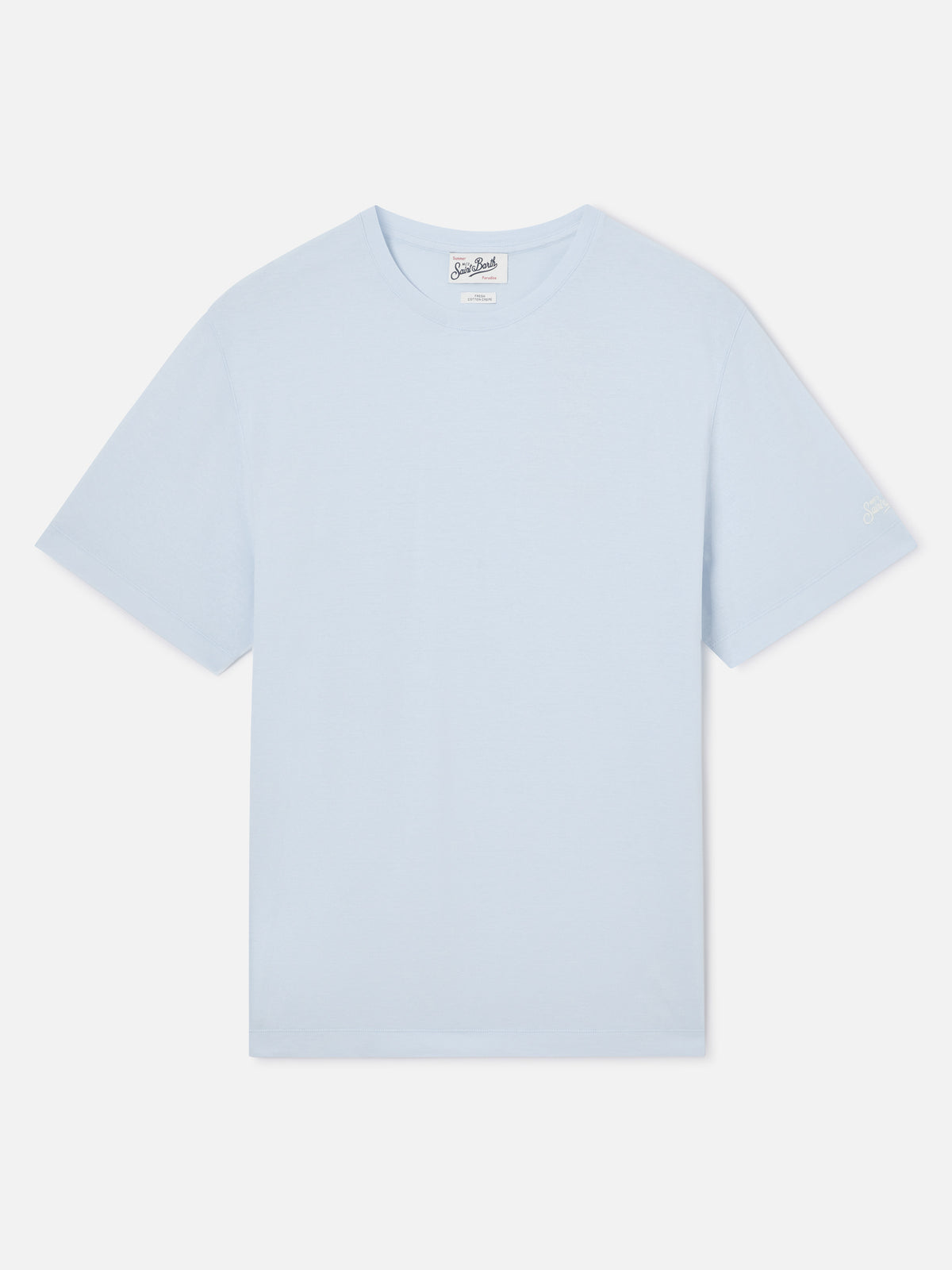 T-shirt Orson azzurra in crepe di cotone con ricamo logo