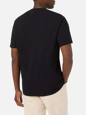 Schwarzes T-Shirt Orson aus Baumwollkrepp mit Logostickerei 