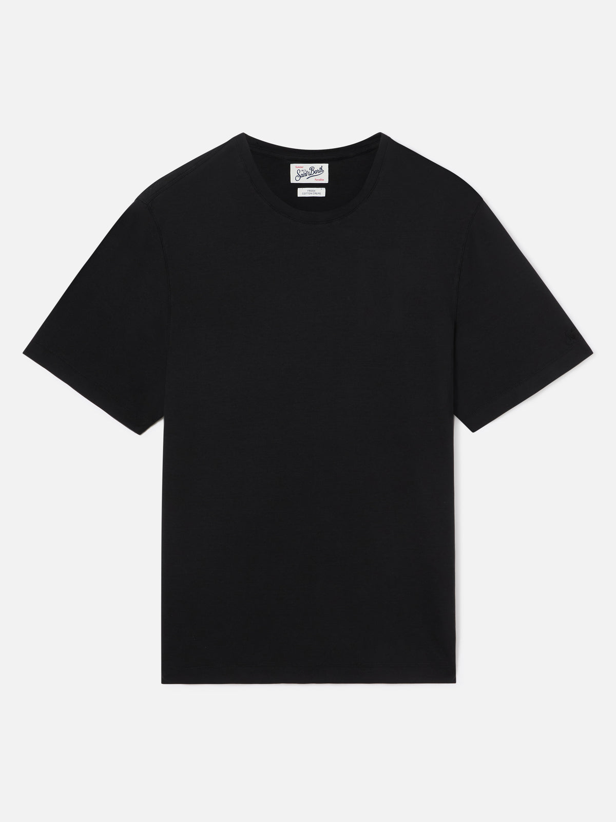 Schwarzes T-Shirt Orson aus Baumwollkrepp mit Logostickerei 
