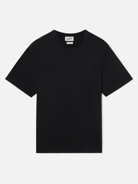 Schwarzes T-Shirt Orson aus Baumwollkrepp mit Logostickerei 
