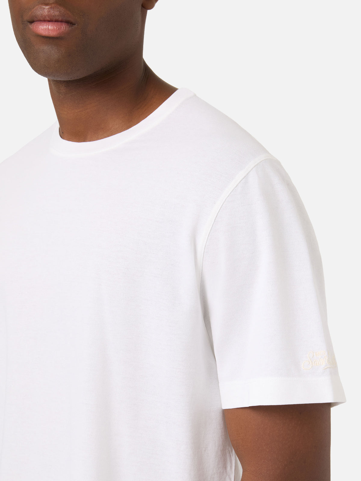 Weißes Orson T-Shirt aus Baumwollkrepp mit gesticktem Logo 